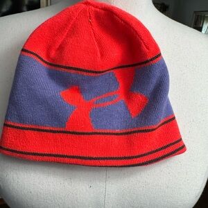 Kids Red and Purple under armour reversible winter hat/beanie